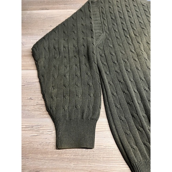 Vintage Tommy Hilfiger‎  Sweater Forest Green Pullover Jumper Mens Large Cable - Picture 4 of 7